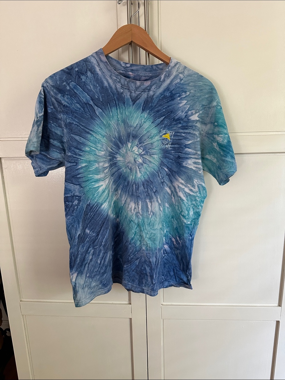 The Salty Dog Blue Tie-Dye Kids T-Shirt - Swirl Pattern size M unisex